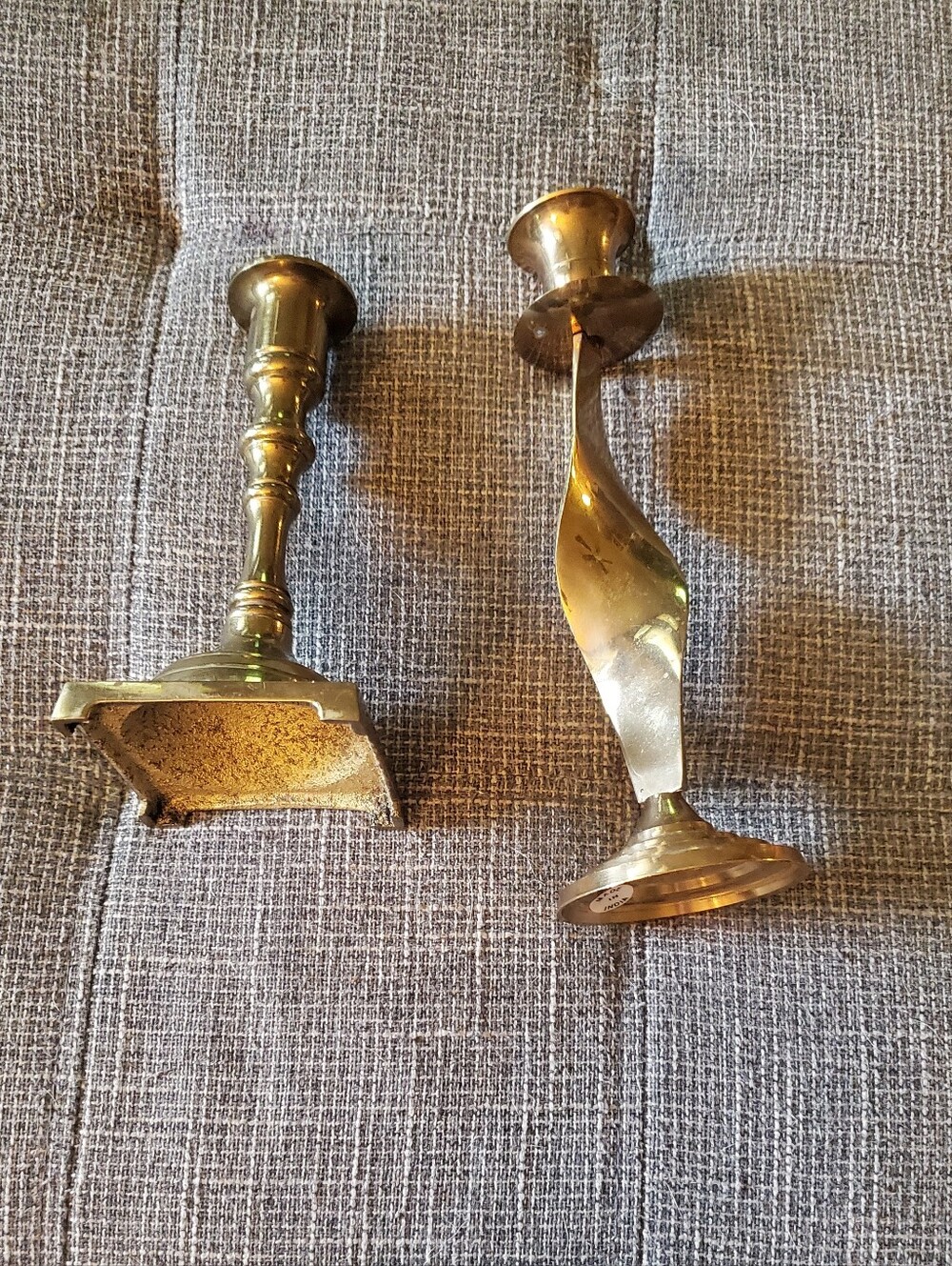 Pair of Brass Candle Holders - Gold Tone